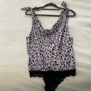 Purple leopard print bodysuit